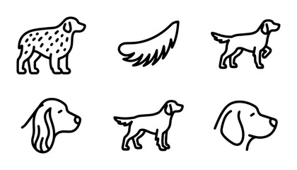Fototapeta premium Minimalist Dog Icons, Pet Breed Silhouettes, Canine Vector Graphics, Animal Line Art Set