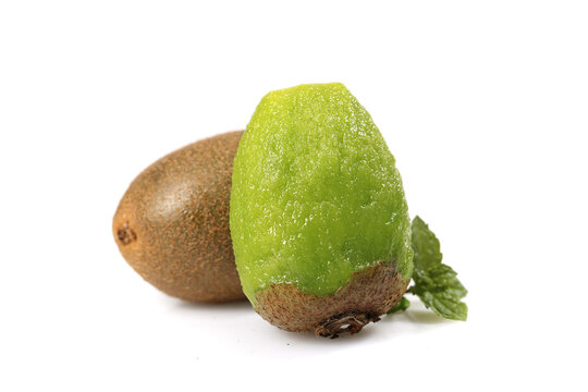 Fresh Green Kiwi Fruit Heart Shape Still Life White Background