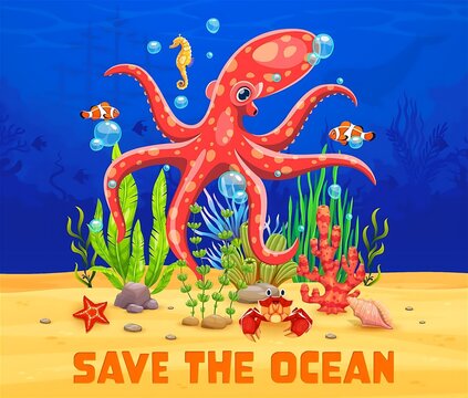 save our sea (jangan buang sampah di laut) , Seamless pattern with marine starfish. Watercolor background. Can be used for fabric, wallpaper, banner, pack, web page. Isolated elements for easy use.
