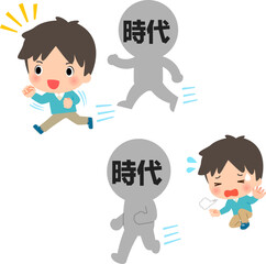 時代を追い抜く男性と時代に置いて行かれる男性 © logistock