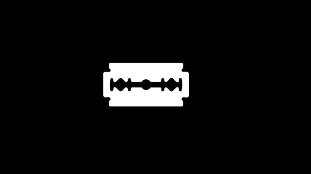 Razor icon animation on black screen background, chroma key, 4k video