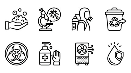 Fototapeta premium Clean icons for health and hygiene on white background