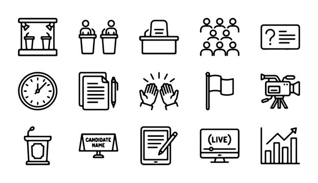 Election Icons Set: Voting, Campaigning, and Civic Engagement Vector Graphics