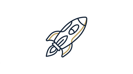 Cartoon rocket ship blasting off into space illustration. © Berkah