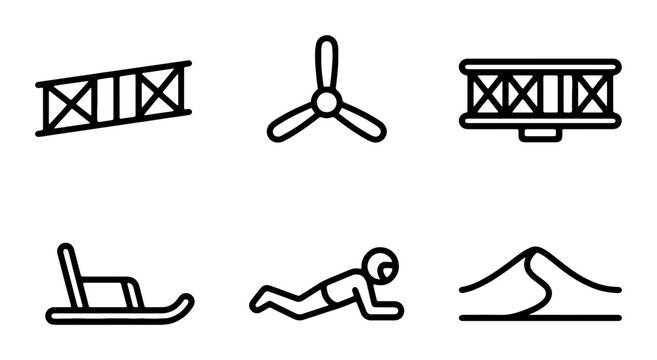 Vector Icons: Aviation, Extreme Sports, and Adventure Elements for Graphic Design