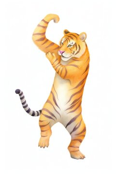 Tiger dancing wildlife animal mammal.