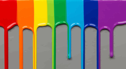 Obraz premium Rainbow colors paint drips flowing down.