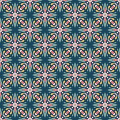 Fototapeta premium Vintage geometric seamless pattern with folk art ornament