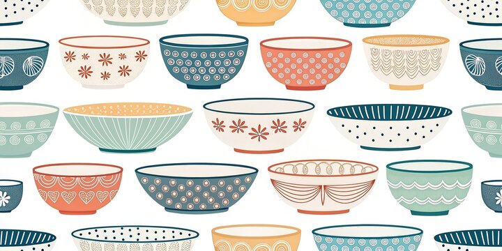seamless pattern set of pottery