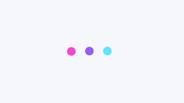 Minimalist loading animation featuring three colorful horizontal dots pulsing in sequence against a solid white background. Ideal for modern UI design, mobile apps, and web interface projects.