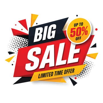 Big sale poster with up to fifty percent discount offer