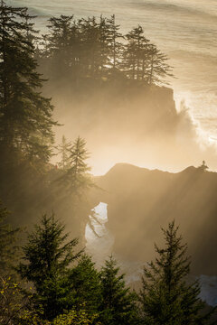 Natural Bridge and Sea Caves in Brookings, Oregon, USA