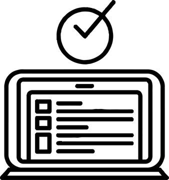 Laptop Screen with Checklist and Completion Checkmark Icon