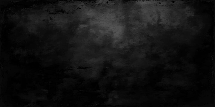 Dark grunge wall texture background with vintage concrete surface and rough black chalkboard design