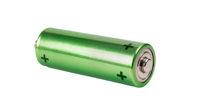 Green AA battery with plus and minus symbols
