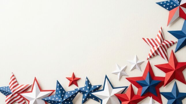 Independence day patriotic decorations stars and stripes festive border for july 4th
