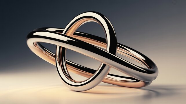 Elegant spiral of metallic luxury rings on dark background &ndash; Ideal for business scalability promotions, investment consulting, or sophisticated design.