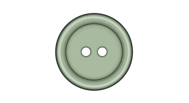 Green button, vector button icon, sage green button, clothing fastener