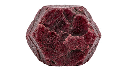 Obraz premium Rough red garnet mineral crystal isolated on transparent background for geology and jewelry concepts.