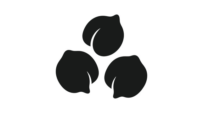 Minimalist black vector illustration showing three chickpeas arranged together for healthy food and cooking design projects