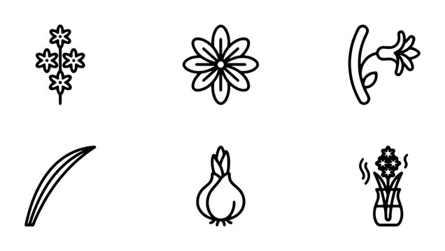 Floral Icons Set: Spring Flowers, Bulbs, Leaves, and Arrangements for Nature Design