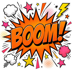 Vibrant comic book style boom explosion graphic © nur