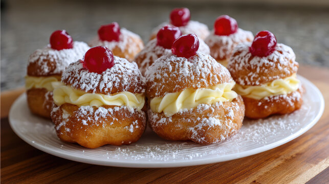transparent zeppole italian donuts fried dough dessert