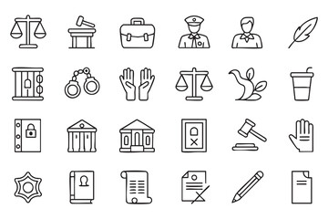 Fototapeta premium Police and Court Line Icon Pack for Law Enforcement and Public Safety Projects