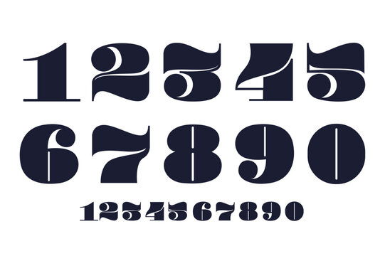 Number font. Font of numbers in classical french didot or didone style with contemporary geometric design. Beautiful elegant numerals. Vintage and old school retro typographic. Vector Illustration