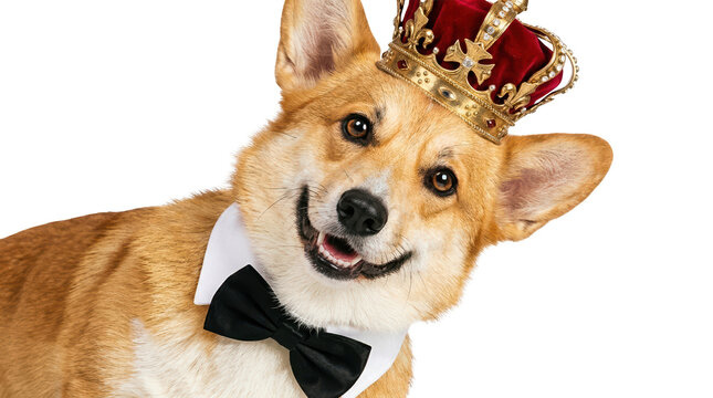 Royal corgi portrait studio setting pet photography high-quality clear background fun concept for dog lovers