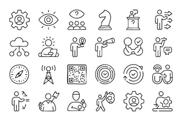 Fototapeta premium Business Strategy Outline Icon Collection For Leadership And Decision Design