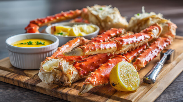 transparent king crab legs steamed and cracked open
