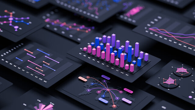 Financial data document graph chart report statistic marketing research development planning management strategy analysis accounting. Financial business technology concept. 3d rendering.