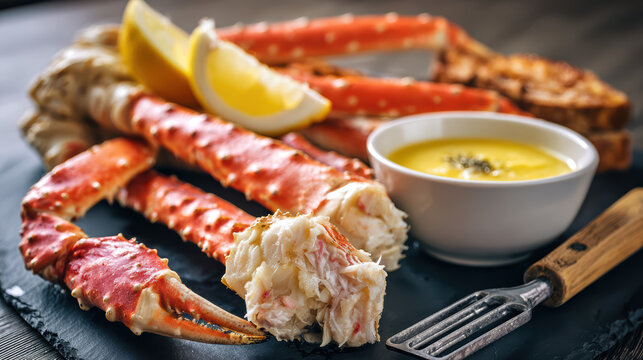 transparent king crab legs steamed and cracked open