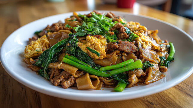 pad see ew thai stir fried wide rice noodles