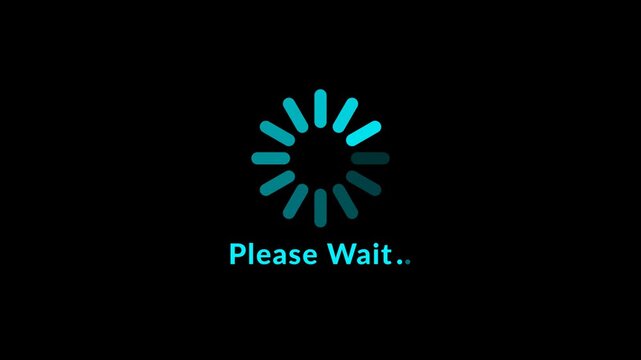 Please wait progress animation on transparent background with alpha channel. please wait circular motion. dots spinning. Please wait loading intermission animation 4k.