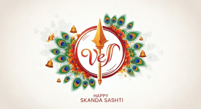 Skanda Sashti Decorative Mandala Emblem with Traditional Motifs