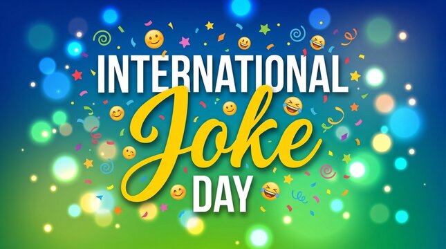 Colorful international joke day celebration design with playful emoji for fun and amusement