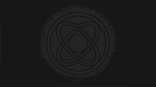 Mysterious Circular Symbol with Interlocking Loops on Dark Textured Background