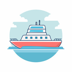 Fototapeta premium Flat illustration of a modern cruise ship on the water