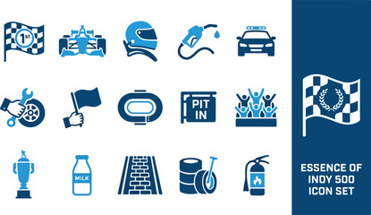 Auto Racing Symbols with Checkered Flag Helmet Pit Stop and Safety Equipment © Level Zero