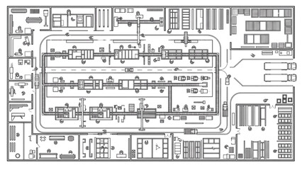 Fototapeta premium Smart Fulfillment Warehouse Operations Top View Layout With Logistics Workflow And Loading Dock Infrastructure