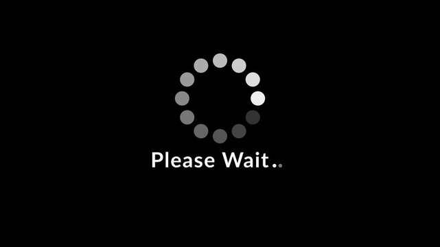 Please wait progress animation on transparent background with alpha channel. please wait circular motion. dots spinning. Please wait loading intermission animation 4k.