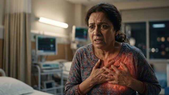 Woman Suffering Heart Attack Symptoms