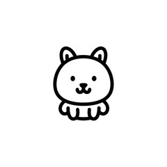 Cute Cartoon Cat Face Closeup.