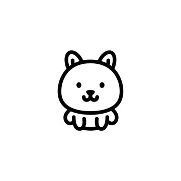 Cute Cartoon Cat Face Closeup.