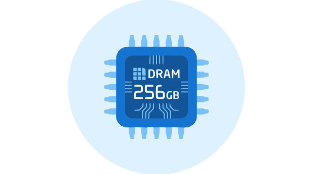 Closeup of a DRAM chip.