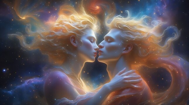 man and woman in the sky