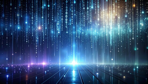 Digital light trail technology background.