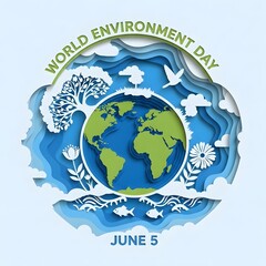Naklejka premium World environment day poster with earth and eco friendly symbols